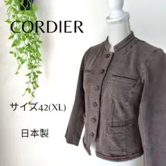 b1840コルディア　デニム風ジャケット　42(XL)　日本製　コットン混紡