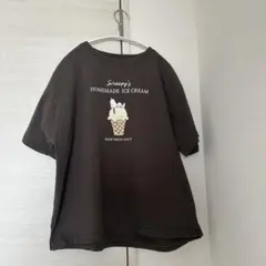 スヌーピー　アイスクリーム　Tシャツ　シャンブル ダークグレーのサムネイル