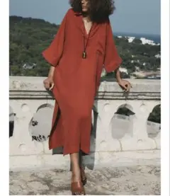 【新品・未使用】ZARA 100%リネン　チュニック ワンピース