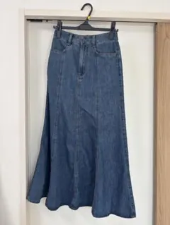 GU デニム ステッチマーメイドロングスカート　S