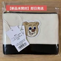 ラブラリーバイフェイラー オールドテディ ワッペンポーチ アイボリー×ブラック