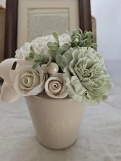 ミミ☆様専用くすみピンクの 薔薇のクレイフラワー 花瓶無し 樹脂粘土