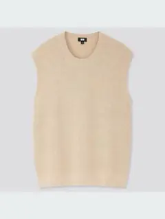UNIQLO ユニクロ オーバーサイズクルーネックベスト ベージュ ニットベスト