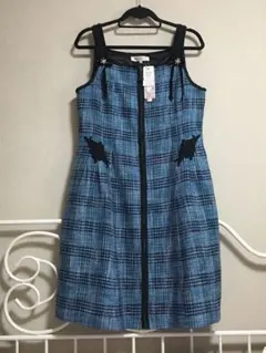 新品タグ付き　スーパービューティー　バイカラー　半袖ワンピース 　44 63fa3fc95f4256aad03a2c0653848a