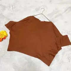 【極美品】アンタイトル 日本製 コットン100% ドルマンカットソー 茶 Mのサムネイル