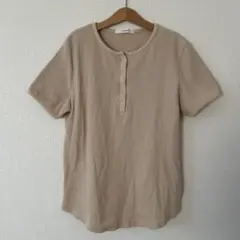 ワッフルカットソー ベージュ m