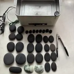 ホットストーン玄武岩31＋翡翠石2 ストーンウォーマー・水温計