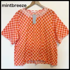 【新品】mintbreeze 半袖シャツブラウス オレンジ 4L 大きいサイズ春