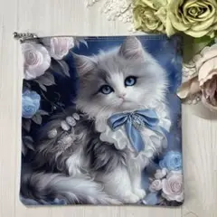 パネルポーチ　ブルーアイ猫　E