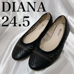 写真17枚 DIANA ダイアナ フラットシューズ パンプス　パンチング レザー