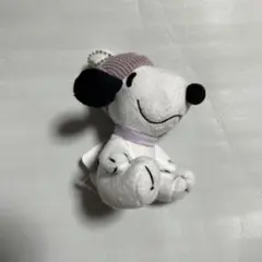 スヌーピー ニット帽 ぬいぐるみマスコット　紫