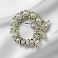 蝶々　豪華高見え！パール金色ブローチ　お受験　　結婚式　入学式　卒業式