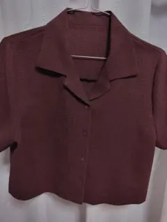 ＧＵテクスチャーオープンカラーシャツ ブラウン L