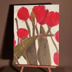 チューリップ 絵画 アート インテリア シルクアート、上海作家作品