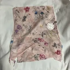 Lune jumelle 綿シルク 花柄スカーフ 新品未使用140x34㎝