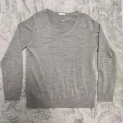 GU Lサイズ グレー Vネック 長袖ニットセーター