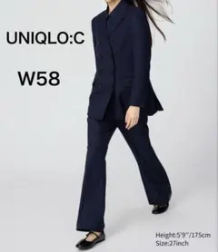 美品 UNIQLO : C フレアパンツ W58 黒 ユニクロシー 479702