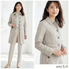 anySIS エニィスィス【2】トレンチコート ベージュ 袖レース 綿 M 通勤