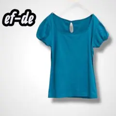 ef-de エフ 半袖綿Tシャツカットソー ターコイズブルー 綿100 9(M)