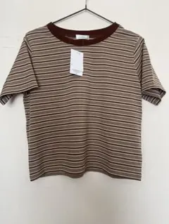 ブラウン系ストライプ 半袖Tシャツのサムネイル