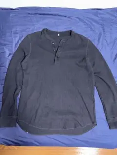 ユニクロ　ワッフルヘンリーネックTシャツ/長袖　ブラック　*あーち様専用*