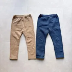 ユニクロ　フリースレギンス 100　２枚セット　ブルー　ベージュ　良品