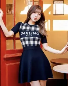 Darich ギンガムチェックニットミニワンピース ブラック