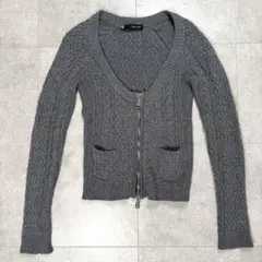 DSQUARED2 ダブルジップ グレー ケーブルニット カーディガンのサムネイル