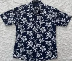 BURBERRY BLACK LABEL アロハシャツ 花柄 ネイビーロゴボタンのサムネイル