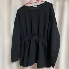 ハニーズ Mサイズ 黒 ブラック ペプラム ニット セーター