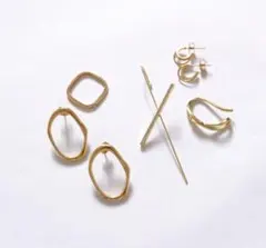 【アクセサリーno.14】ゴールドカラー　ピアス　イヤーカフ　指輪　セット