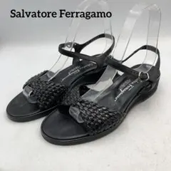 EA588 フェラガモ ストラップサンダル 6C 約23cm ブラック