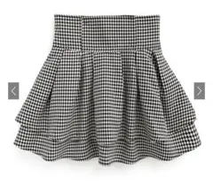 インパン裏地付き千鳥柄フレアミニスカート[gm773]