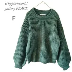 イーハイフンワールドギャラリー 畦柄 グリーンニット Fサイズ