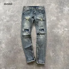 【mnml】 ミニマル ダメージリペア ストレッチ スキニーデニムパンツ 30