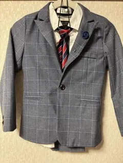 グレー チェック ブレザー 140cm ネクタイ付き