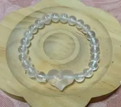天然石 ミルキークォーツ ハートパーツ付ブレスレットのサムネイル