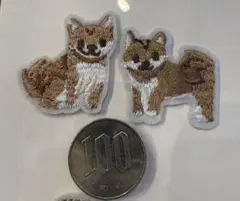 犬の刺繍ワッペン 2個セット アイロン 動物