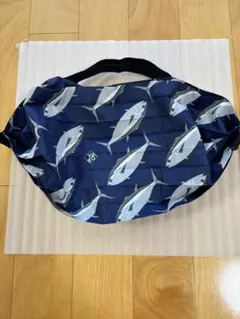 シュパット　伊東屋オリジナル　エコバッグ Sサイズ　ネイビー　マグロ柄　マーナ
