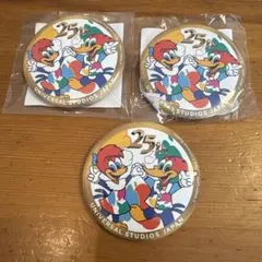 USJ 25周年 ウッディー・ウッドペッカー 缶バッジ 3個セット