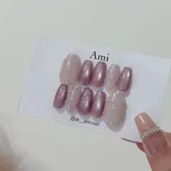 ネイルチップ＊ピンクオーロラ ビジュー マグネットフラッシュ