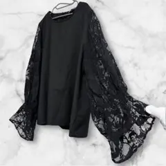ザラ　ブラウス　ブラック黒　レース　キャンディースリーブ