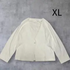 ノーカラージャケット LL 大きいサイズ 白 セレモニー 入学式　美品