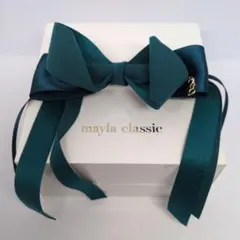 【新品】mayla classic リボンバレッタ 緑 グリーン マイラのサムネイル
