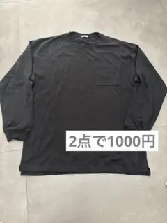 長袖カットソー ブラック 胸ポケット付きのサムネイル