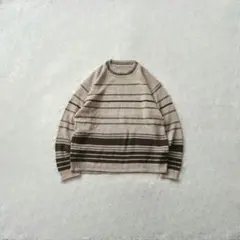 【希少レア】00s ボーダー ニット セーター ベージュ 緑
