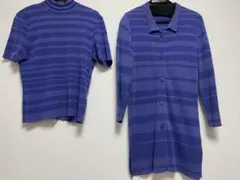 値下げ！レナウン紺色系綿混サマーアンサンブルニット