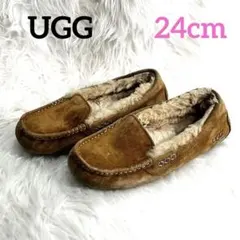 UGG アンスレー　スリッポン　靴　シューズ　ボア　24cm キャメル　モカシン