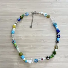 handmade カラフルビーズネックレス