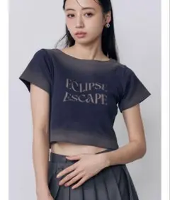 MURUA シャドウクロップドTシャツ